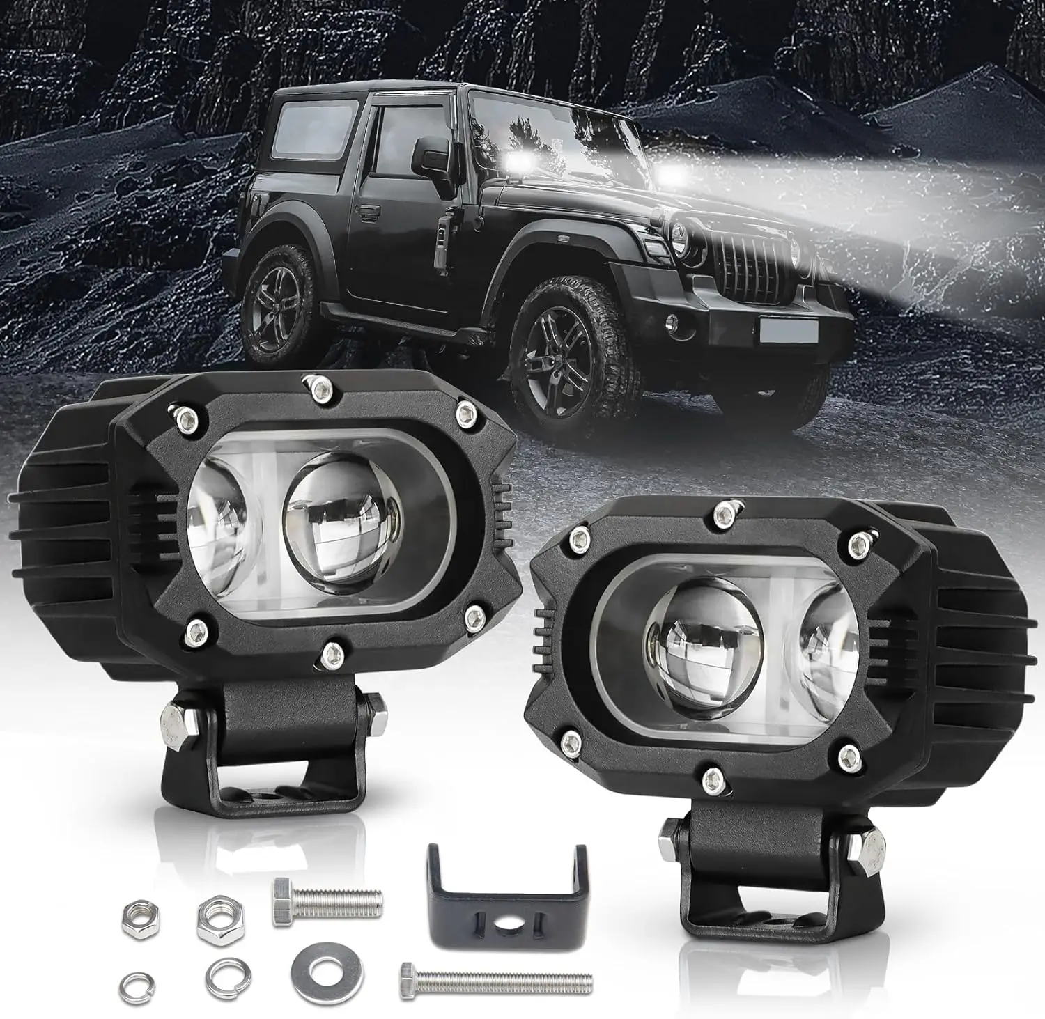 追加の 3 インチ Ligh Mile Led ワークライトバードライビングランプヘッドライト長距離アクセサリー 12V 24V 電気 4x4 Led オフロード