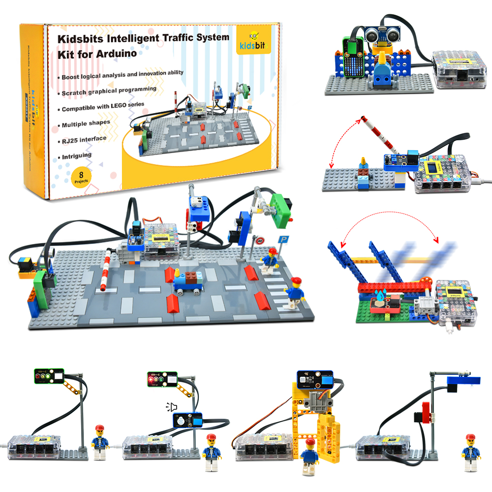Kidsbits インテリジェント トラフィック システム キット互換性のある Arduino UNO Scratch グラフィカル プログラミングに基づくレゴ ブロック