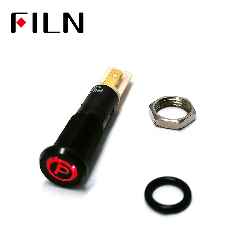 FILN 8 ミリメートル C8 車のダッシュボードブラックシェルパーキングブレーキマーク 12 ボルト Led インジケータライトはんだ足