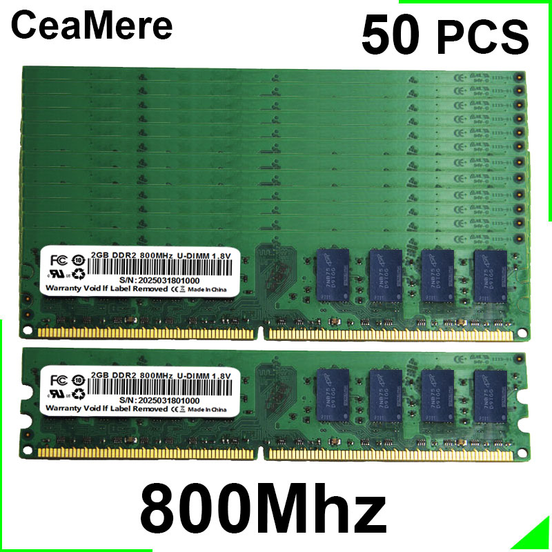 CeaMere DDR2 50個 メモリ 2GB DIMM デスクトップ用ユニバーサルRAM 1.8V PC2 800Mhz 240ピン コンピュータメモリカード 非ECCメモリ卸売