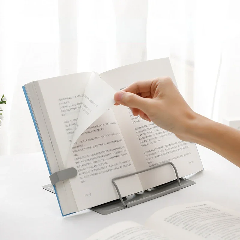 デスクブックスタンド、金属読書レスト、調節可能な料理本ドキュメントホルダー本用ポータブルブックスタンド