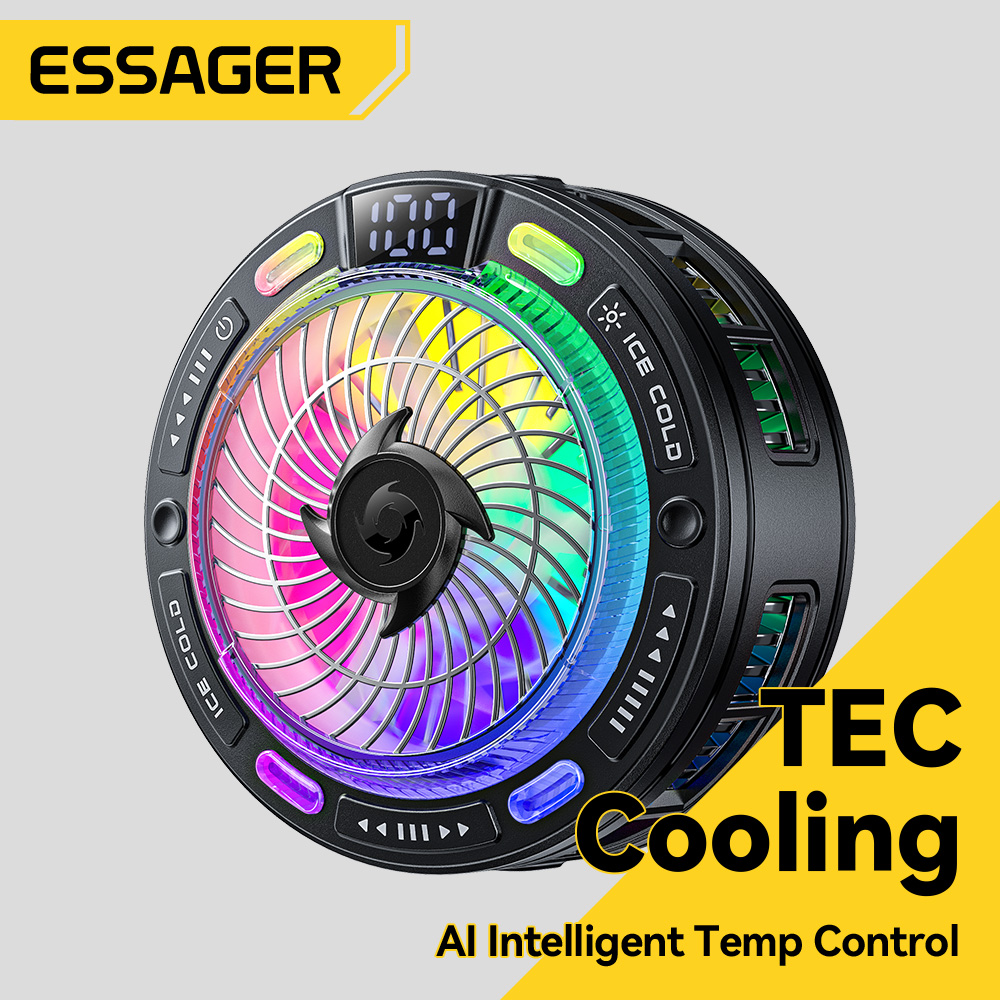 Essager 磁気ユニバーサル電話クーラーゲーム用 TEC 冷却ファンデジタルディスプレイ RGB ライト Al インテリジェント温度制御