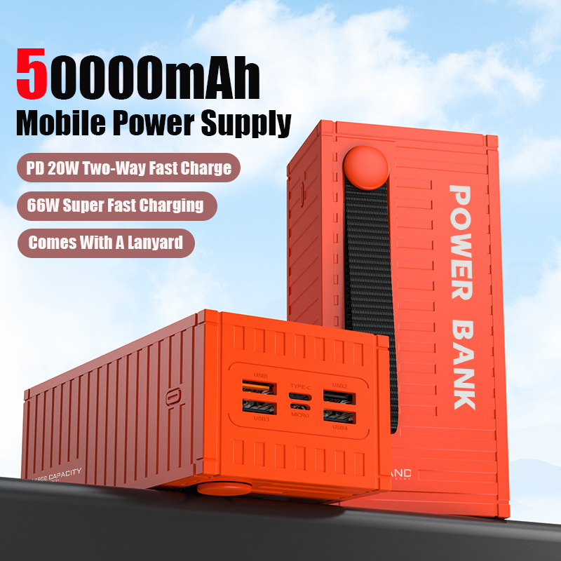 50000mAh 大容量ポータブル充電パワーバンク 120W 高速充電をサポートする 6 つのインターフェイスを備え、iPhone Samsung に適しています