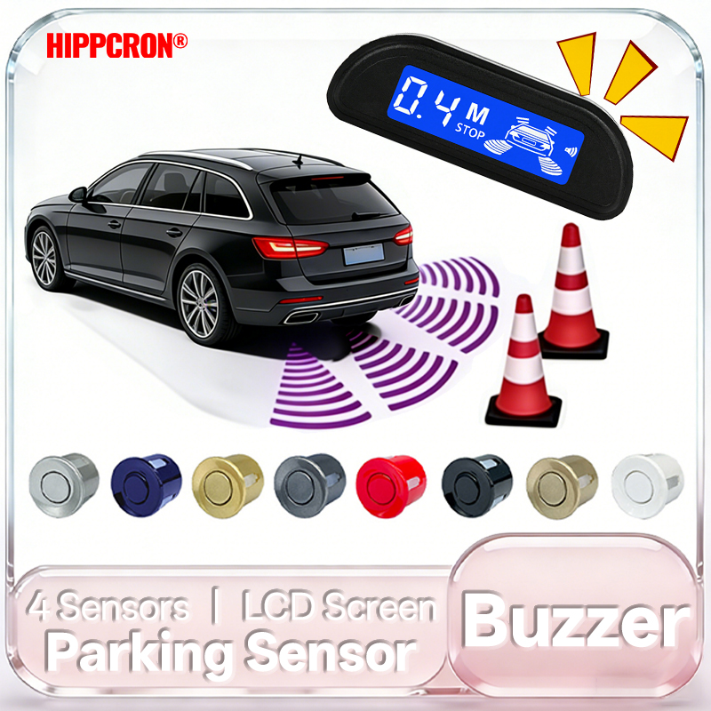 Hippcron 駐車センサーパーキングキットディスプレイ 22 ミリメートル 4 センサーバックライトリバースバックアップレーダー監視システム 8 色