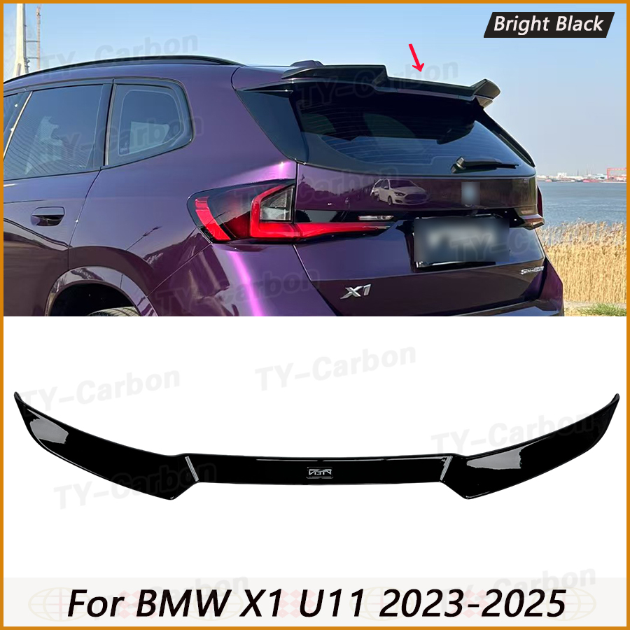 VTEN スタイル明るい黒リアルーフスポイラー BMW X1 U11 2024 リアトップウイングトランクスポイラーボディキットカースタイリング