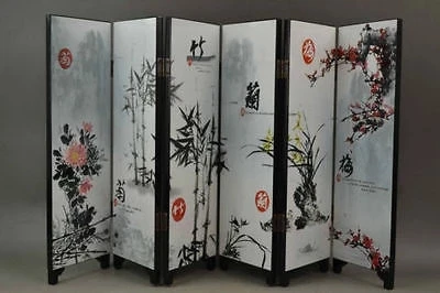 蒔絵絵梅蘭竹菊六面屏風