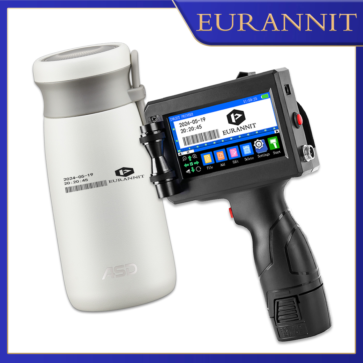 EURANNIT E15 12.7/25.4 ミリメートルラベルプリンタハンドヘルドインクジェットプリンタ QR バーバッチコード日付番号ロゴ有効期限コーディングマシン