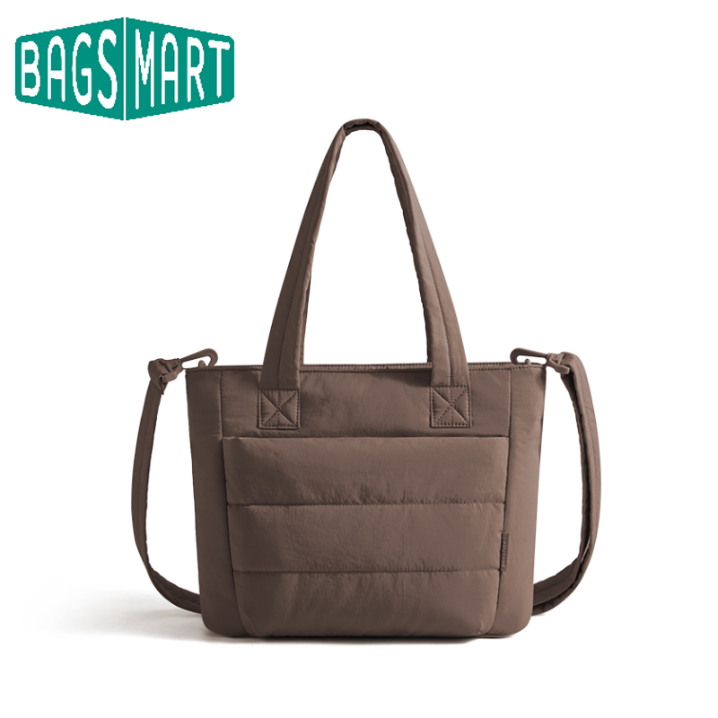BAGSMART レディース トートバッグ パッド入り シングルショルダーバッグ 大容量 学生 カレッジ クロスボディバッグ カジュアル アウトドア ハンドバッグ