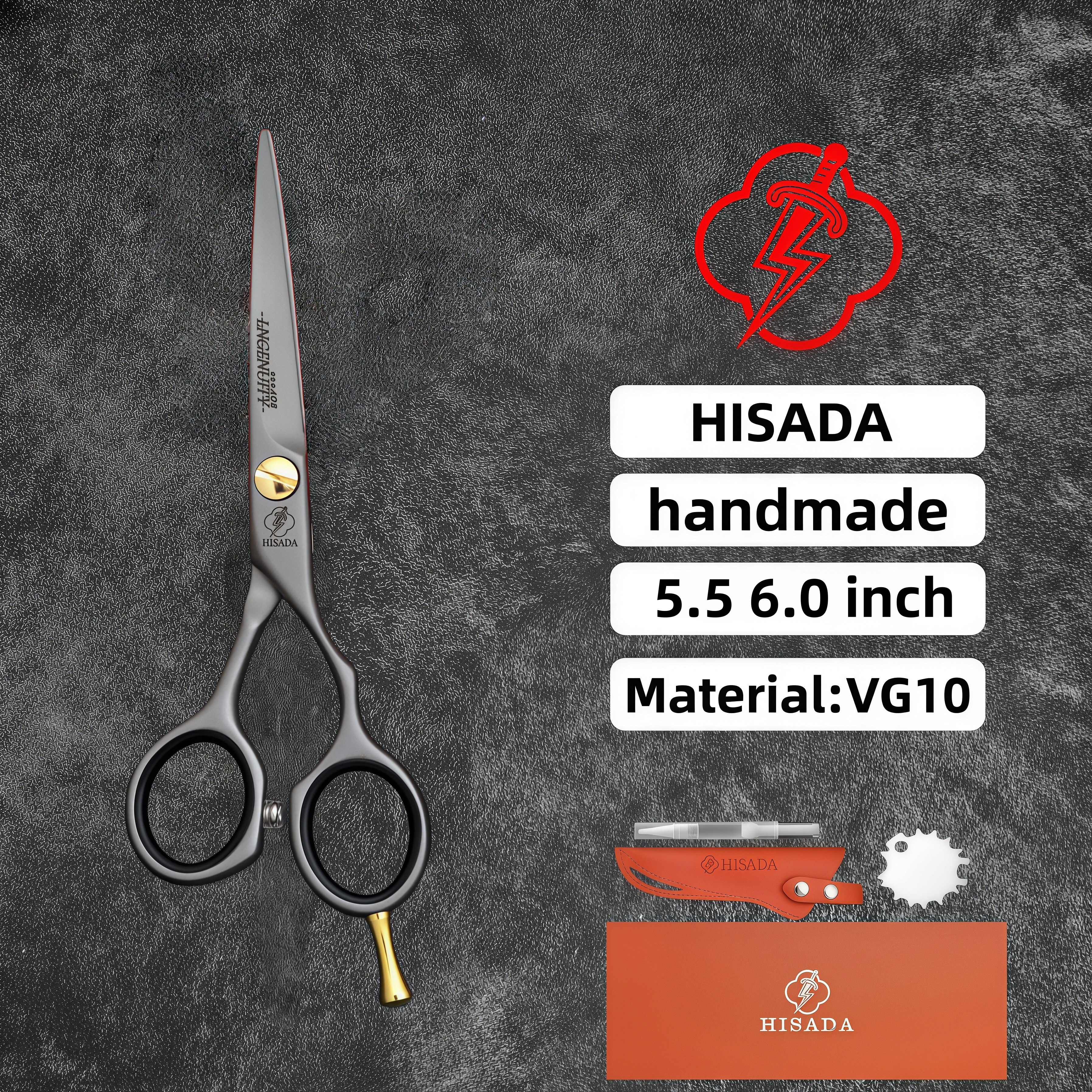 HISADA 6.0 インチプロフェッショナル理容はさみ日本製手作り VG10 鋼ハイエンドヘアカットツールスタイリスト用