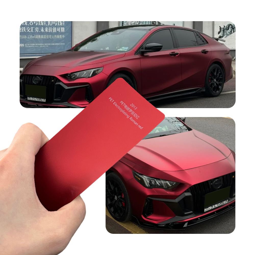 マットメタリックロマネレッドカーラップビニールフィルムエアリリースアンチスクラッチ気泡フリーフルボディ車のステッカー