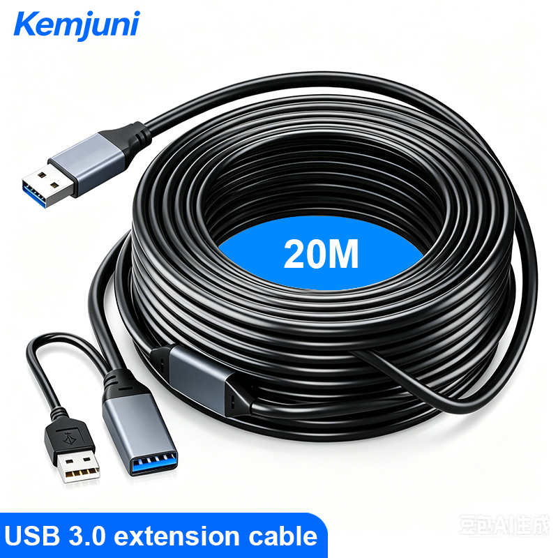USB 3.0 延長ケーブル 拡張信号アンプ付き オス - メス ウェブカメラ、VR ヘッドセット、プリンター用の長い USB 延長ケーブル