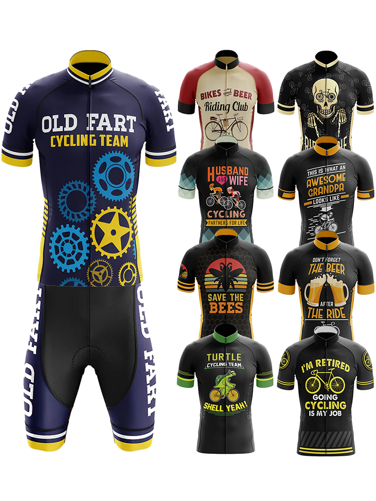 古いおならサイクリングチーム服 Mtb 男性衣類機器男プロフェッショナルシャツショーツ男性ジャンパー夏のバイクジャージよだれかけ男性の