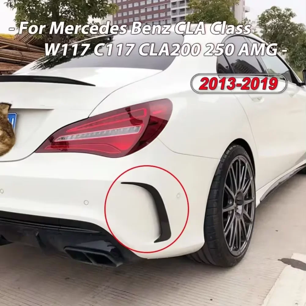1 ペア ABS カーボンファイバールックリアバンパースポイラーエアベントカバーサイドカナード メルセデスベンツ 45 AMG W117 CLA 200 250 2014-2018用