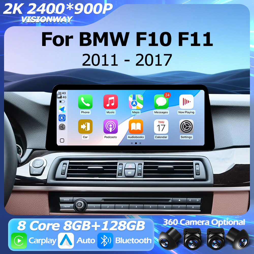 アンドロイド 16 2400*900P BMW 5 シリーズ F10 F11 2011-2017 CIC NBT システムカーラジオ自動ワイヤレス Carplay マルチメディアプレーヤー BT