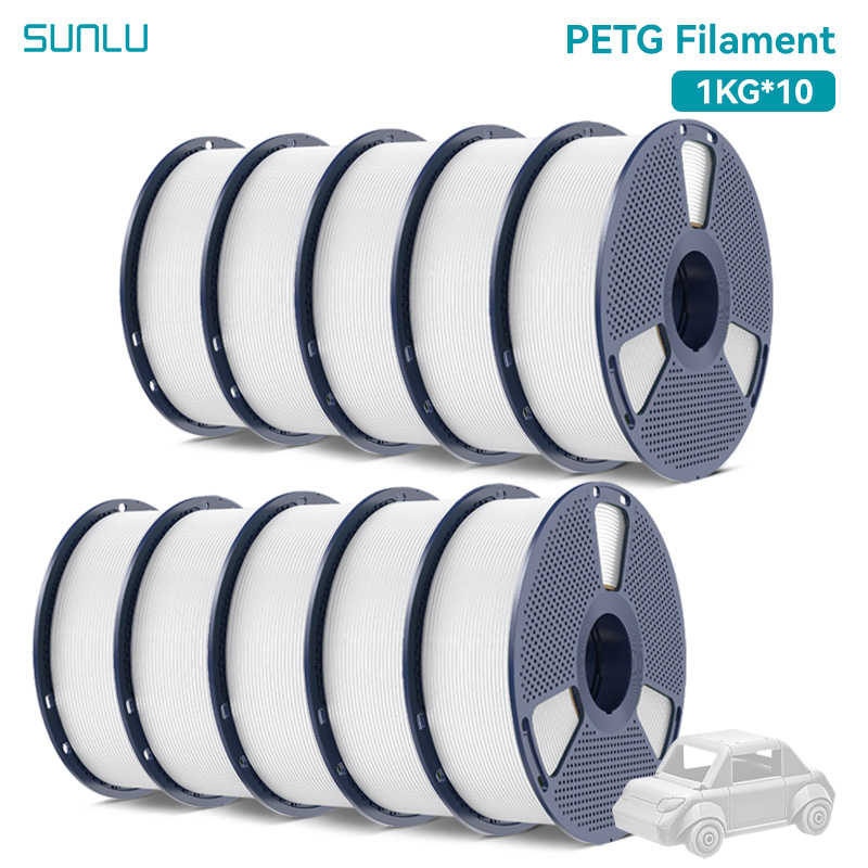 SUNLU PETG/PLA/PLA PLUS 3D フィラメント 1.75mm 10KG ブラック ホワイト グレー もつれ防止フィラメント 再利用可能なスプール付き ほとんどの FDM プリンター用