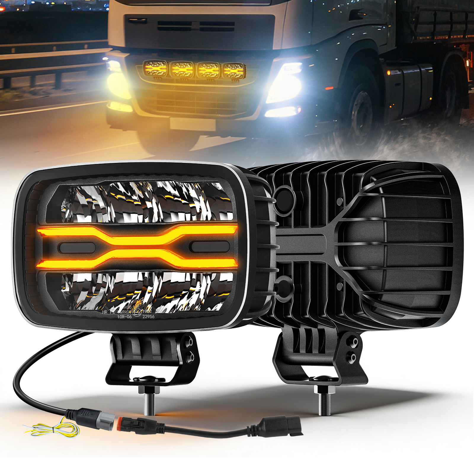 HAOLIDE LED ワークライト 10 インチ 80000LM ホワイトアンバー DRL LED 補助駆動ライトトラクタートラックオフロード使用車 12V 24V