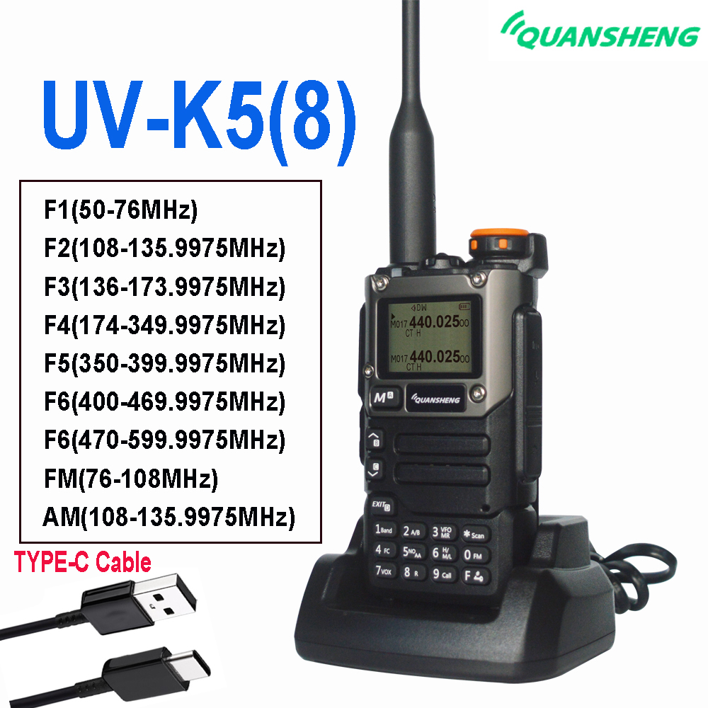 Quansheng UV-K5(8) UV-K58 UV-K6 UVK58 Two Way Radio 50-600MHz NOAA Type C Charge Multi-band walkie talkie quansheng k58 CB radio