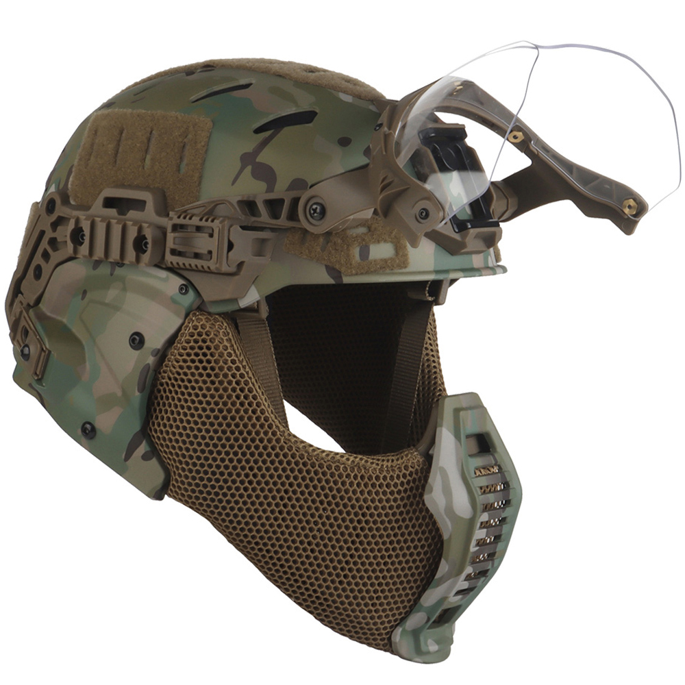 戦術的な完全保護ヘルメットハーフフェイスマスクマウスガード/フリップゴーグル/イヤーカバー狩猟エアガンペイントボール 3.0 ウェンディヘルメット