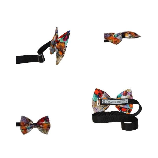 Italian High Quality Handmade High Fashion Man's Bow Tie Embroidered Multicolored Bubbles Cotton Fabric Tocco Di Minerva PM-523