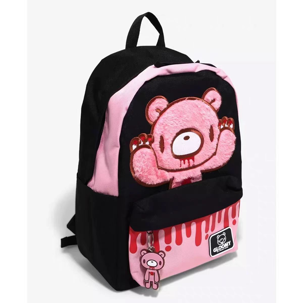 Y2K ピンクぬいぐるみクマのバックパックかわいい不気味なかわいいゴスパンク人形バッグ原宿ストリートぬいぐるみダブルショルダーバッグギフト