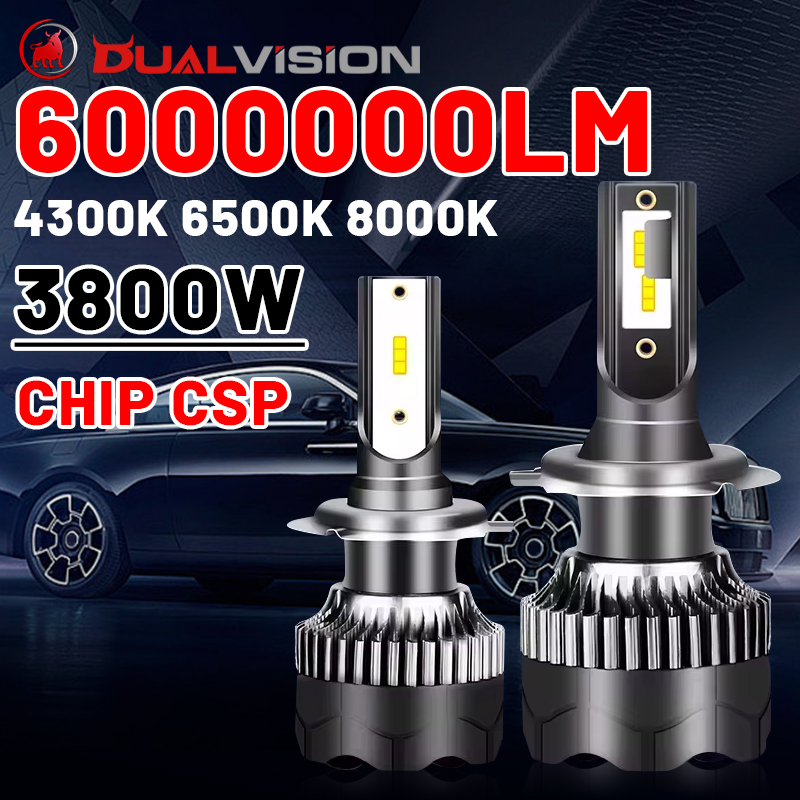 Dualvision H4 LED ヘッドライト 3800 ワット 3570 CSP LED H7 H1 H11 H8 9005 9006 HB3 HB4 H9 4300K 6500K 8000K 2 個フォグライトミニダイオード 12V