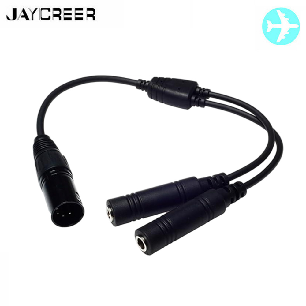 JayCreer 航空ヘッドセットアダプター GA ツインプラグヘッドセットからエアバス 5 ピン XLR 用