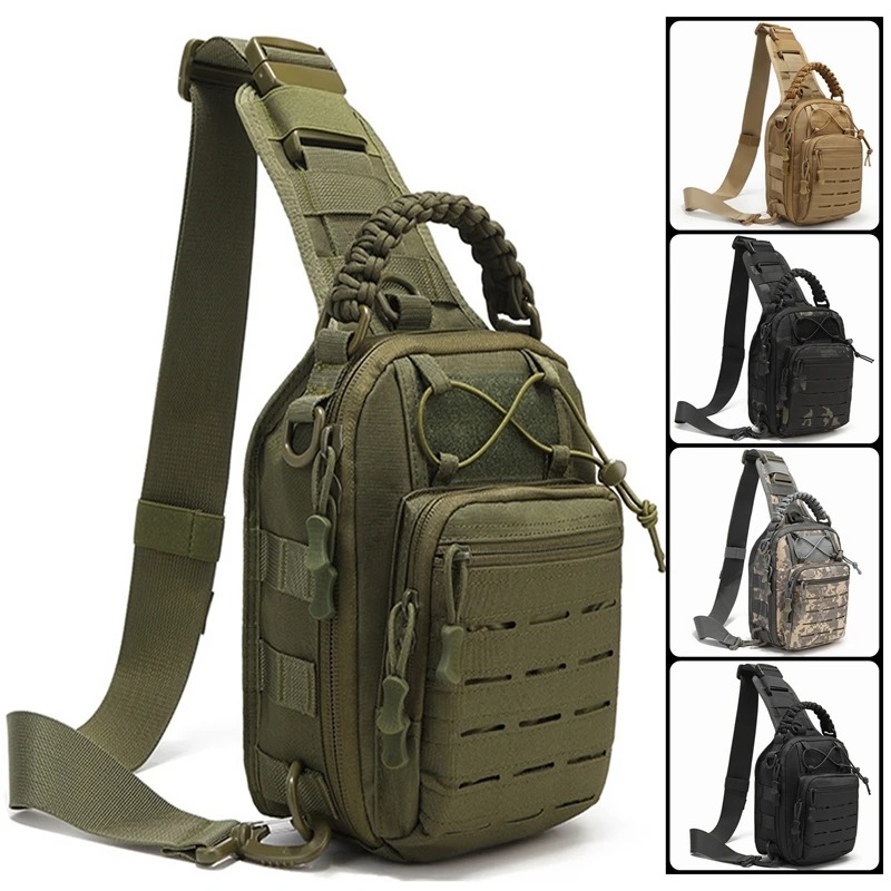 メンズアウトドアチェストバッグ戦術ショルダーバッグスリングバックパック 900D オックスフォードマウンテンキャンプ釣りトレッキングモール Mi