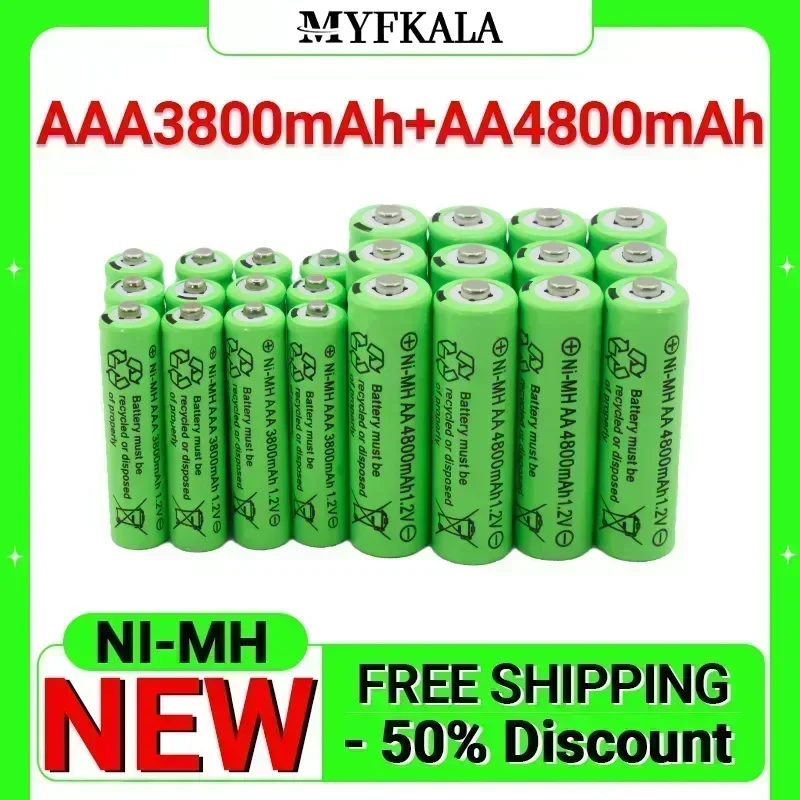 1.2V AA 4800mAh NI-MH 充電式バッテリー 1.2V AAA 3800 MAh 充電式バッテリー NI-MH バッテリー充電器