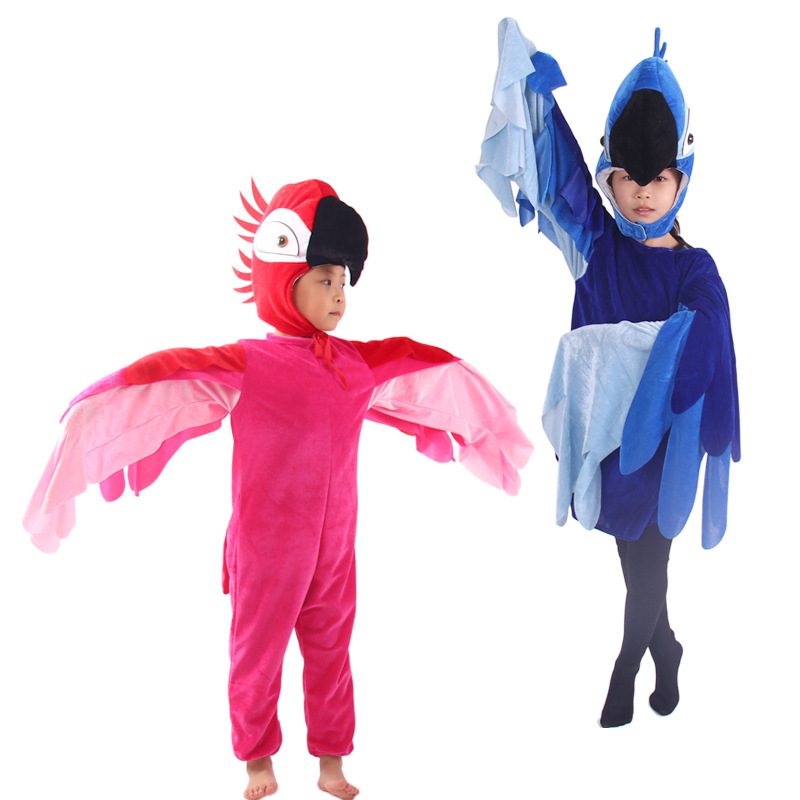 大人子供漫画動物オウムパフォーマンス服レッドゴールドダンス衣装コスプレ小道具ハロウィンカーニバルパーティー衣装