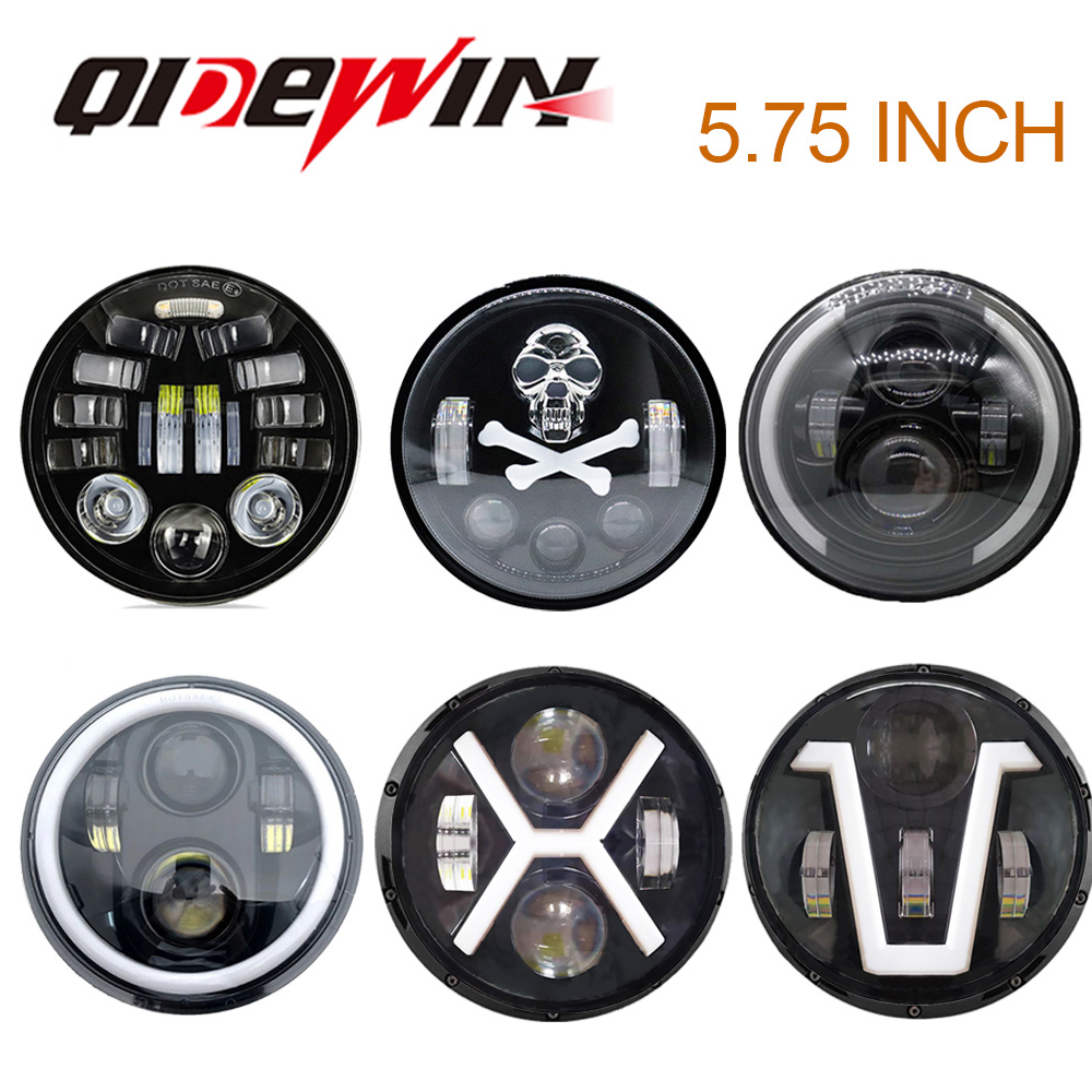ブラック 5.75 インチ LED ヘッドライト 5.75 インチ LED DRL 50 ワットバイクヘッドライトハーレーダビッドソンダイナソフテイルスポーツスターハイ/ロービーム