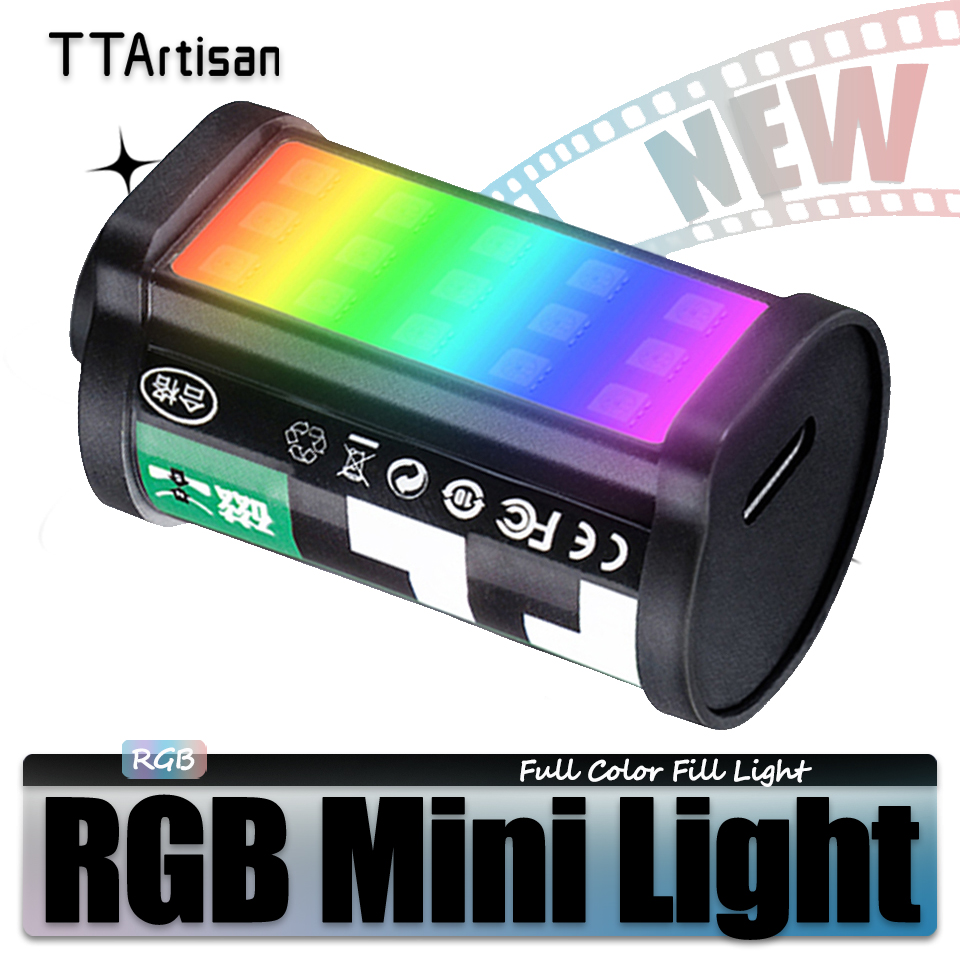 TTArtisan RGB フルカラー ミニ磁気 LED ライト カメラ Vlog ライブストリーミング用 コールドシューマウント付き 0.5W フィルライト CRI 95