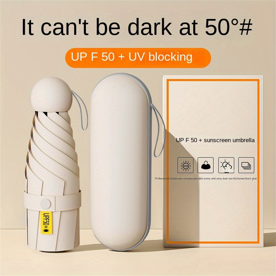 晴れの日と雨の日用の抗紫外線ミニ傘 1 本、UV コーティングと 6 つの強化リブでポータブル