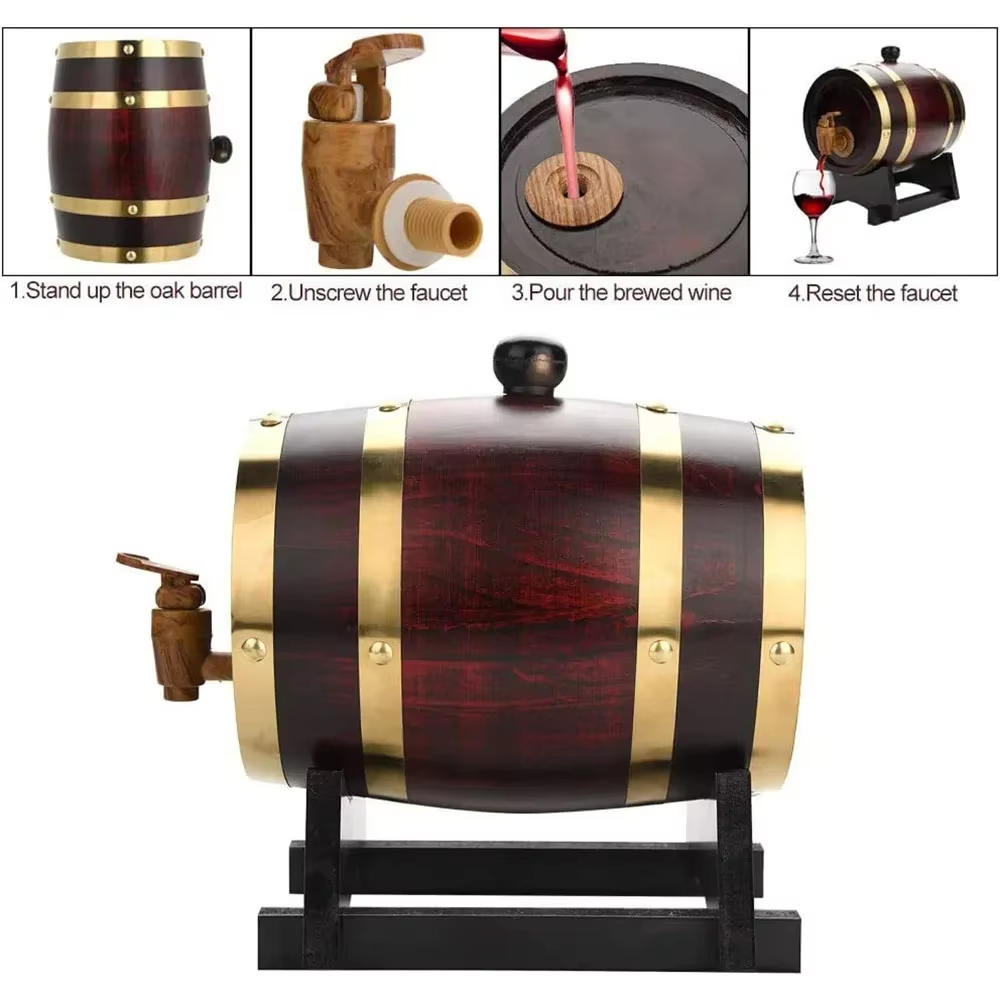 1L/1.5L/3L 木製ワイン樽ヴィンテージオークビール醸造アクセサリーウイスキー保存容器家の装飾ワインバーツール
