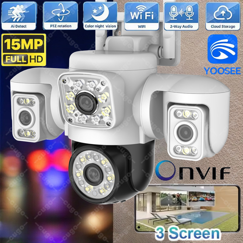 Yoosee WiFiカメラ 屋外用 3スクリーン 3レンズ 10倍ズーム 15MP HDカメラ 自動追跡 Yoosee CCTV Onvifセキュリティカメラ 監視
