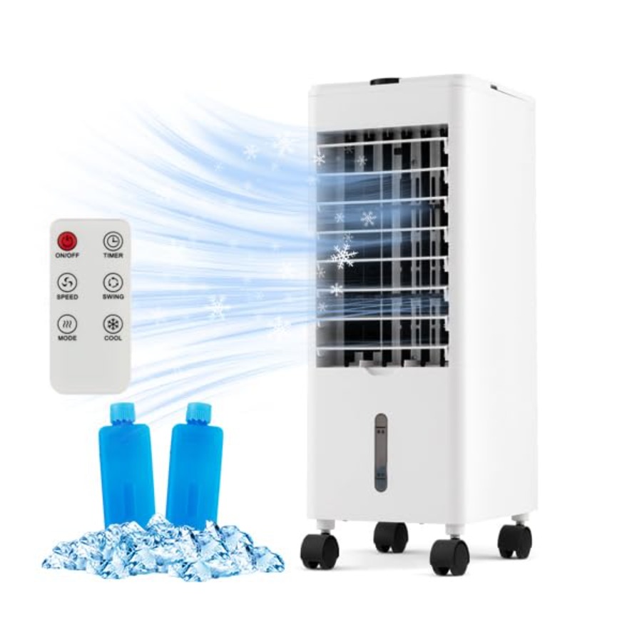 ホームオフィス用蒸発空気クーラー、プラスチックボディ、グレー色、3 つの速度、3 つのモードを備えた 3-in-1 ポータブルデザイン、取り外し可能
