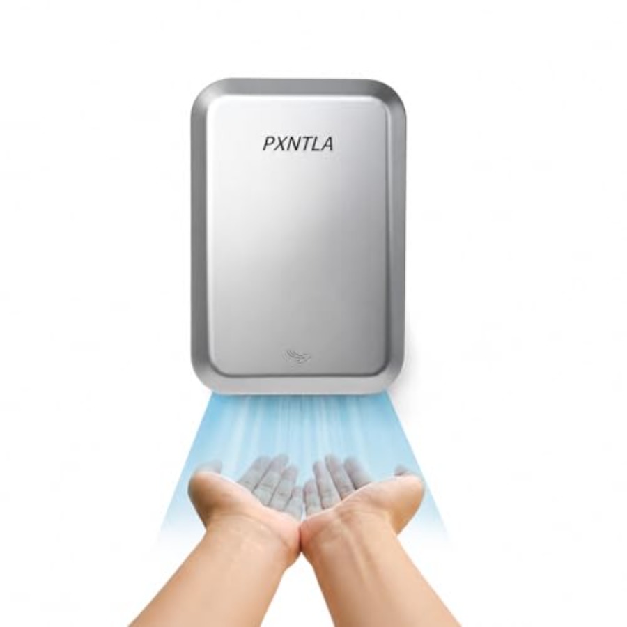 業務用トイレ用ハンドドライヤー、ステンレスボディ、マットブラック仕上げ、強力な風力で10～12秒の超高速乾燥