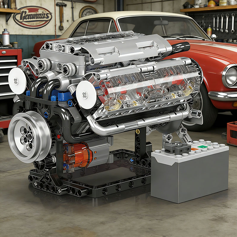 モールドキング 10088 535 個テクニカル電気駆動 V8 エンジンビルディングブロックモデルキット大人のためのクリエイティブアセンブリレンガのおもちゃ