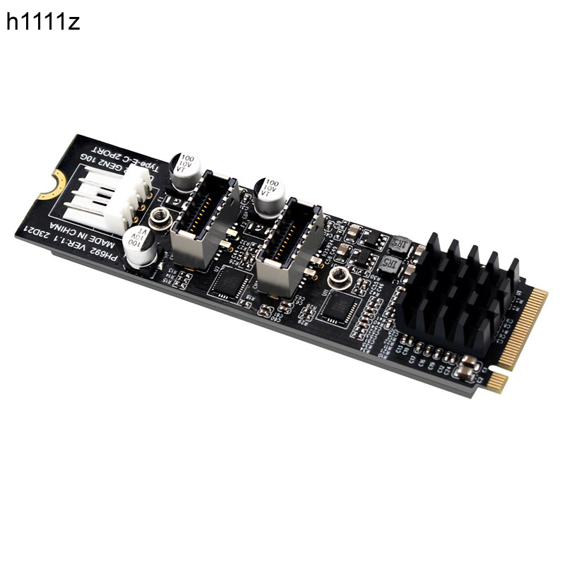 M.2 Mキー NVME PCIe - USB 3.1 TYPE C フロントパネル拡張カード 10Gb NGFF M2 NVME - デュアル TYPE-E アダプター USB-C ハブライザー（PC用）