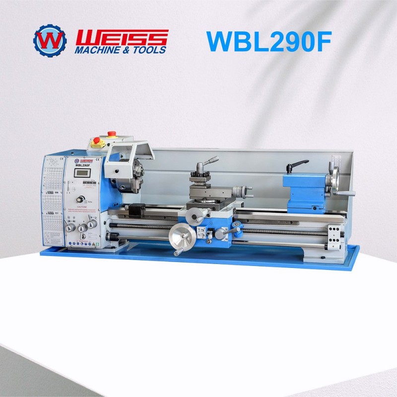 WEISS WBL290F 金属旋盤ベンチ旋盤、1.5KW ブラシレス DC モーター、D1-4 スピンドル、38 ミリメートルスピンドルボア、160 ミリメートル 3 爪チャック