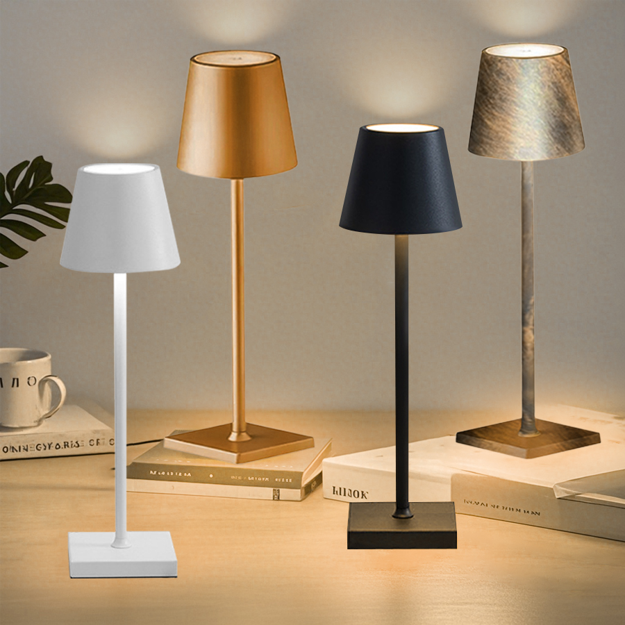 LED デスクランプ USB 充電式テーブルランプワイヤレスタッチ 3 色デスクトップナイトライトバーレストランクリエイティブアンビエントライト装飾