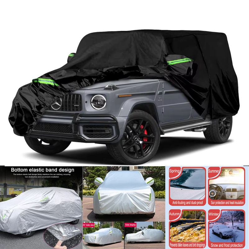 防水車カバー 2004-2025 メルセデスベンツ G クラス用ジッパードア防風バンド付き雪雨ほこりひょう保護