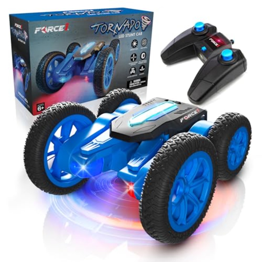 LED リモートコントロールカー - 両面駆動高速 RC カー 360 フリップ、屋外 4WD オフロードスタント RC カー、全地形対応タイヤ、