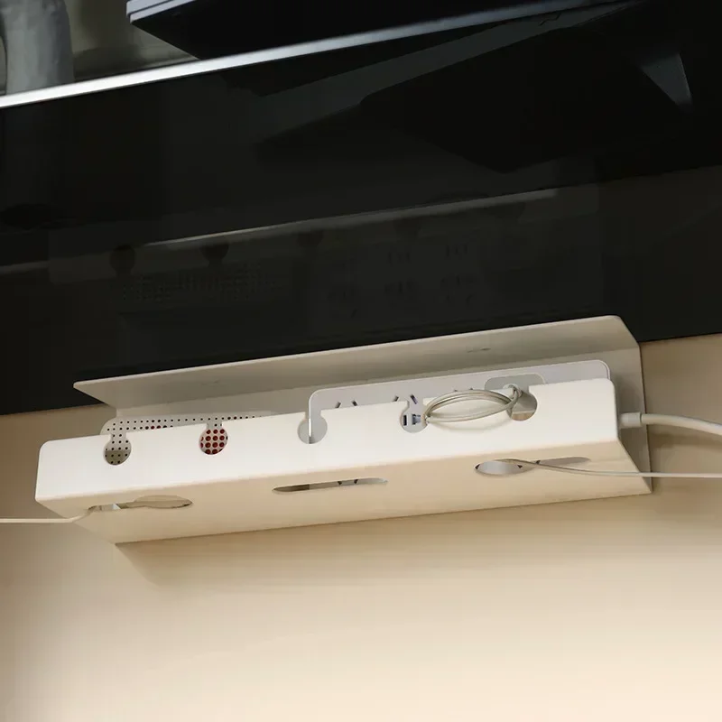 デスク下ケーブル管理ケーブルトレイデスク下クランプ付き電源タップコードホルダー穴あけ不要頑丈な広々とした用品