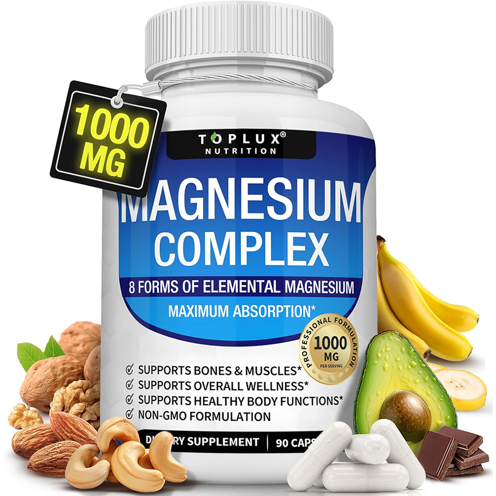 マグネシウム コンプレックス サプリメント 8 Elemental 1000mg - 骨、筋肉、エネルギーのためのグリシン酸、クエン酸、リンゴ酸、タウリンのマグネシウム