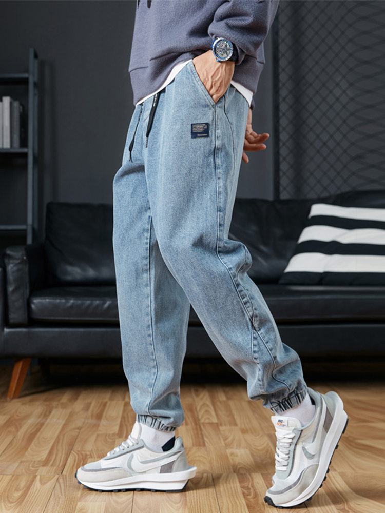 ビッグサイズメンズジョガージーンズ 6XL 7XL 8XL ストリートブラックブルーカジュアルデニムカーゴパンツストレッチコットンテーパージーンズだぶだぶのズボン