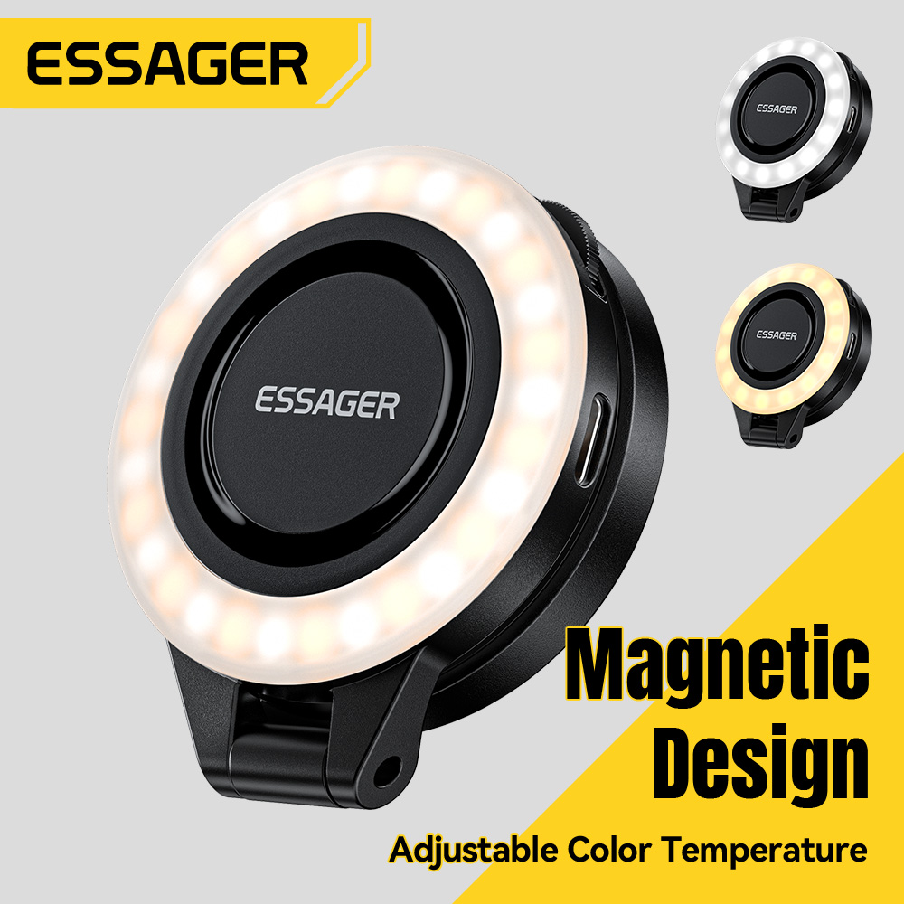 Essager 磁気補助光ミニ自撮りライト 3 モード調整可能な明るさポータブルポケット LED ライト iPhone Huawei 社 Xiaomi 用