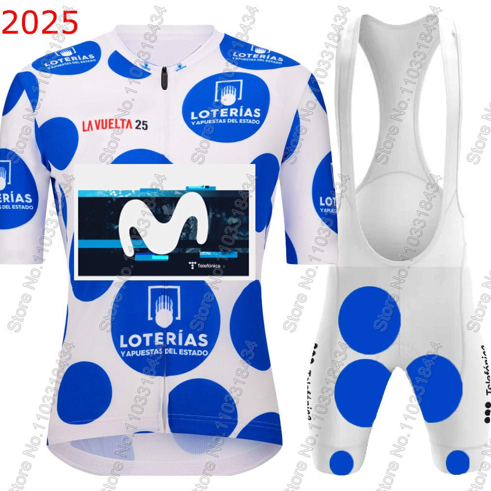 スペインツアー M サイクリングジャージ 2025 プロチームセット半袖服男性ロードバイクシャツスーツ自転車ビブショーツ MTB 着用マイヨ