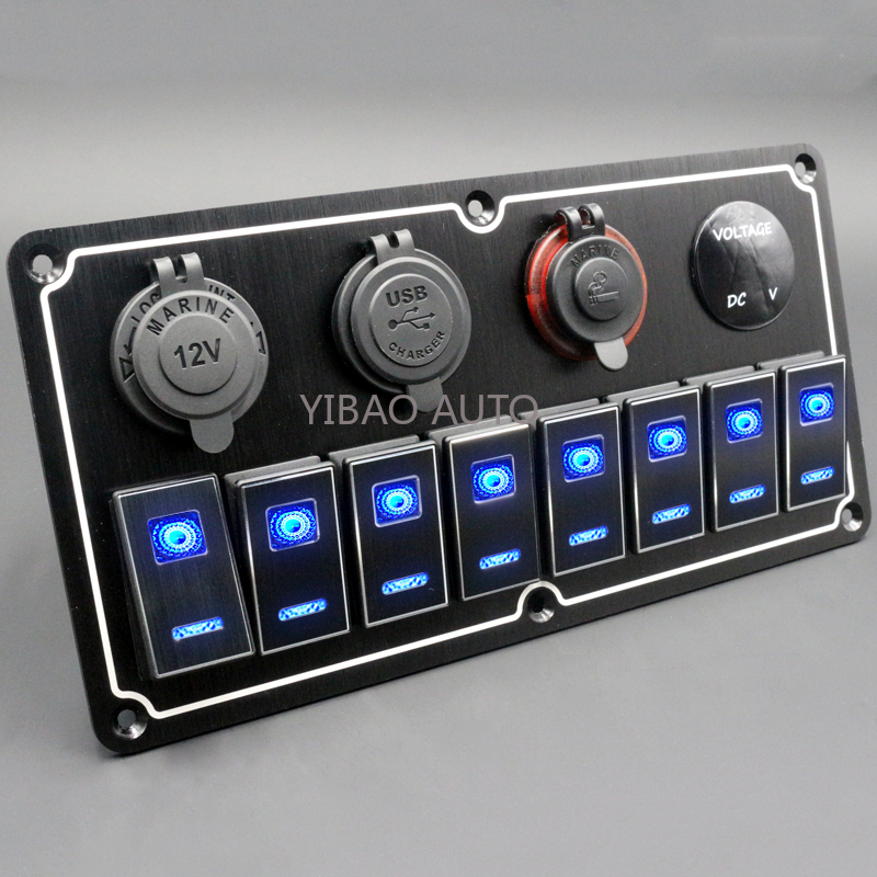 金属合金スイッチパネル車のスイッチパネルデジタル電圧計 USB ポート 12V コンセントコンビネーションマリン LED ロッカーシガーライター