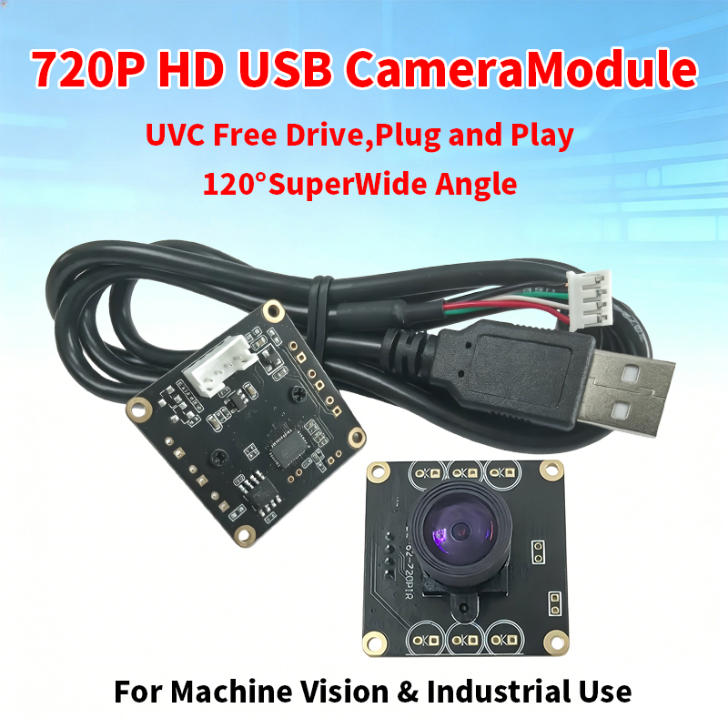 1MP USB 産業用カメラモジュール 100 度 30 fps 720P 高解像度 UVC ドライバーなし、マシンビジョン機器に適しています
