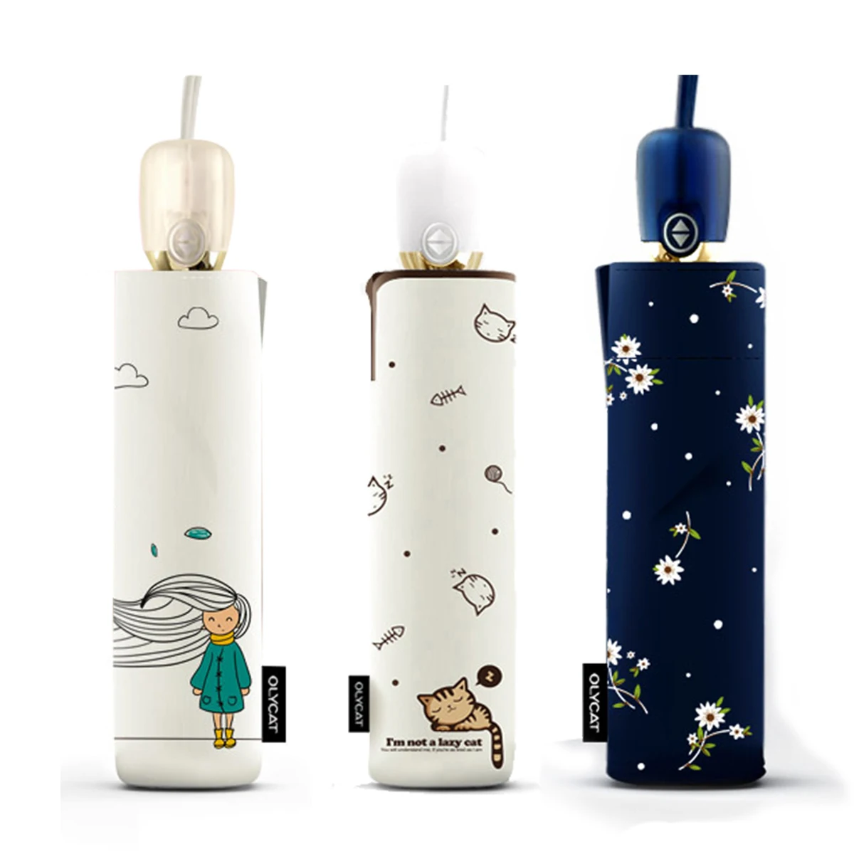 Olycat 日傘自動雨女性防風折りたたみ傘 UV 保護 8 18K 日傘女の子かわいい傘高速配送
